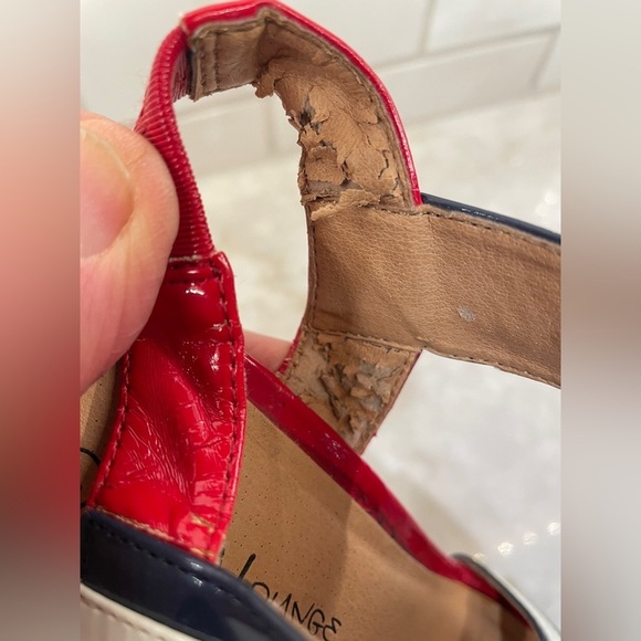 Diva Lounge Patriotic Red White & Blue ankle strap platform high heels Sz 7 - Picture 7 of 9